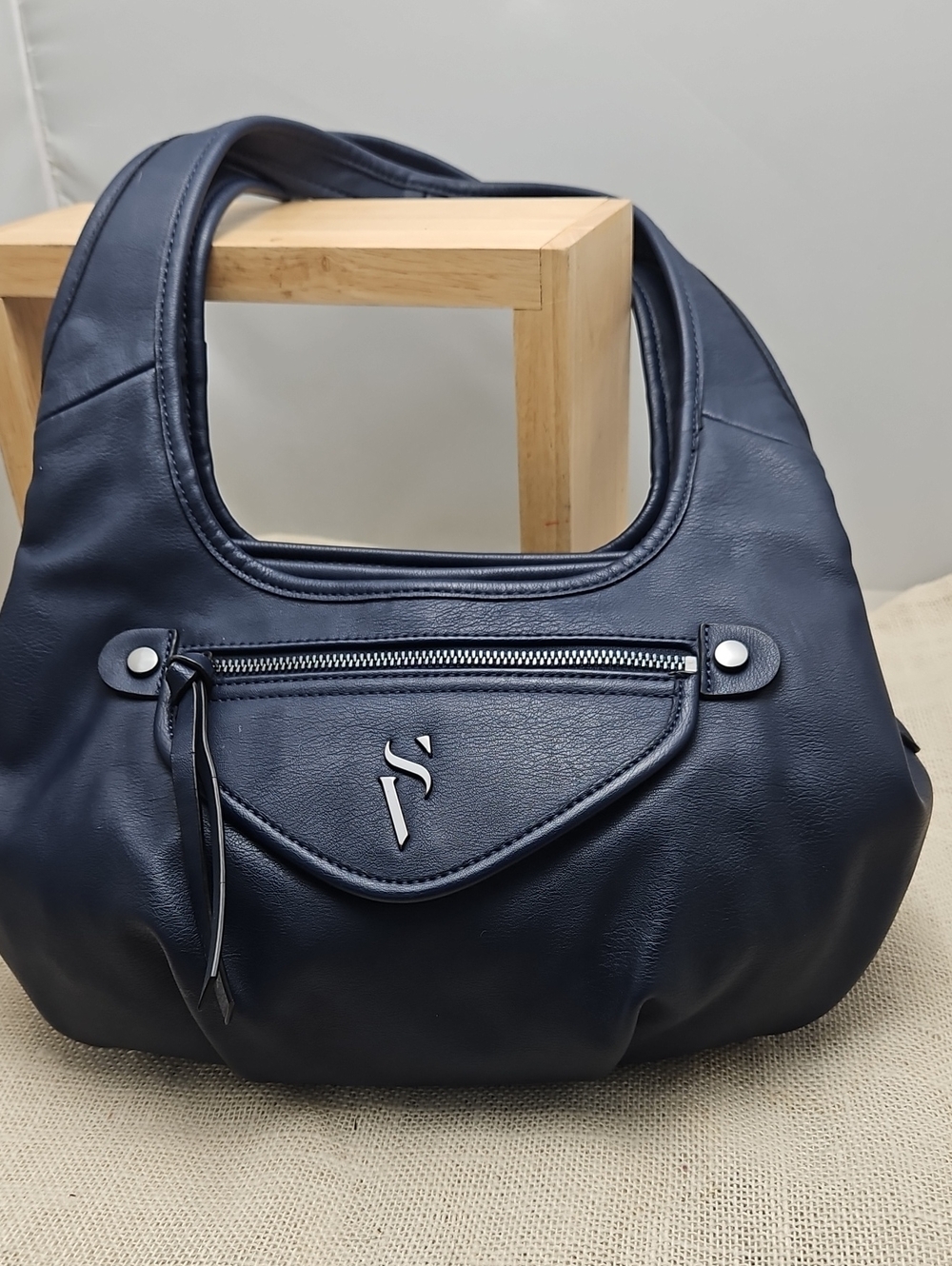 Simply Vera Wang - Navy Shoulder Bag with Front Zip Pocket